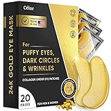Under Eye Patches (20 Pairs) - 24K Gold Under Eye Mask Anti-Aging Amino Acid & Collagen, Eye Patches for Puffy Eyes, Eye Masks for Dark Circles and Puffiness, Under Eye Masks, CrueltyFree and Vegan
