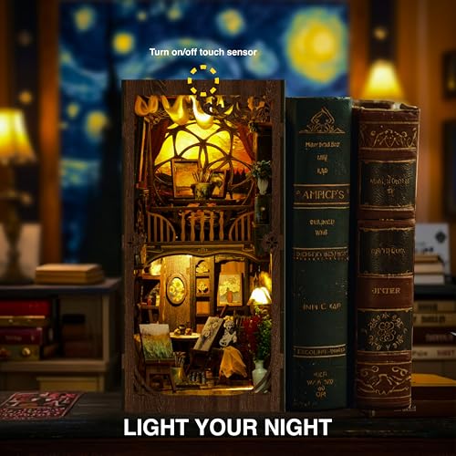 Image of Ditila Mini Museum Kit - DIY Book Nook Kit for Adults with LED Lights - Starry Night Theme Wooden 3D Puzzle - Book Nooks for Adults and Home Decor - Girls Night Crafts for Women