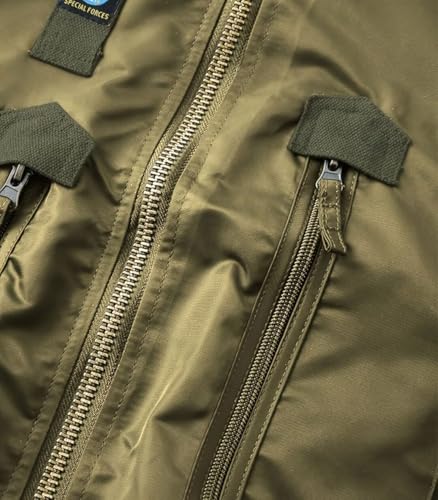 Image of FTIMILD Military Bomber Jacket for Men Casual Windbreaker Jacket Mens Spring and Fall Jacket with Pockets and US Armband