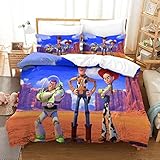  Gerrit Housse De Couette 135x200 cm Adultes Ado 3D Toy Story Imprimé Parure De Lit 135x200 cm Housse Couette Doux Hypoallergénique Microfibre avec Fermeture Éclair Et Taies d\'oreiller