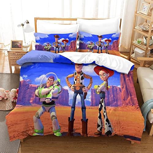 Gerrit Housse De Couette 135x200 cm Adultes Ado 3D Toy Story Imprimé Parure De Lit 135x200 cm Housse Couette Doux Hypoallergénique Microfibre avec Fermeture...