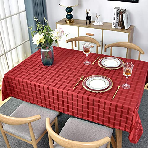 SASTYBALE Christmas Rectangle Tablecloth Spillproof Wrinkle Resistant Vintage Table Cloth Checkered Fabric Table Cover for Kitchen Banquet Party Tabletop Use (Oblong,152 x 305cm (10-12 Seats),Red) - Image 2