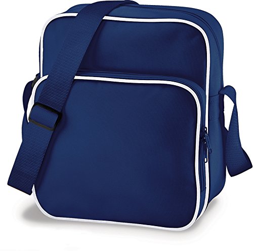 BagBase Retro Day Umhänge-Tasche French Navy/White, 33 x 29 x 14 cm