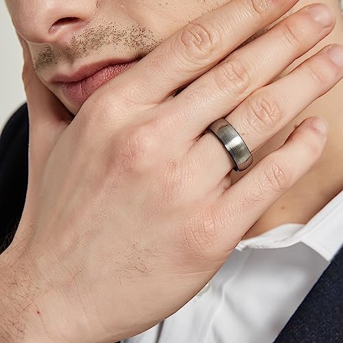 Trumium 8Mm Tungsten Carbide Wedding Ring Band For Him And Her Silver Blue Two Tone Brushed Comfort Fit Size 10 #TOP3