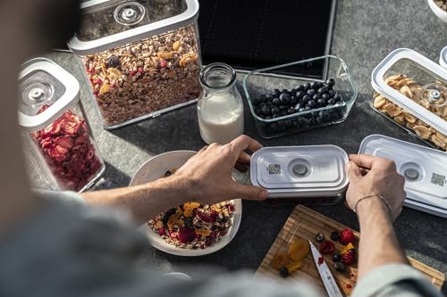 ZWILLING Fresh & Save Cube Box, Größe M, Modulare & Stapelbare Vorratsdose, Luftdichte & Vakuumierbare Aufbewahrung, Spülmaschinengeeignet, Transparent
