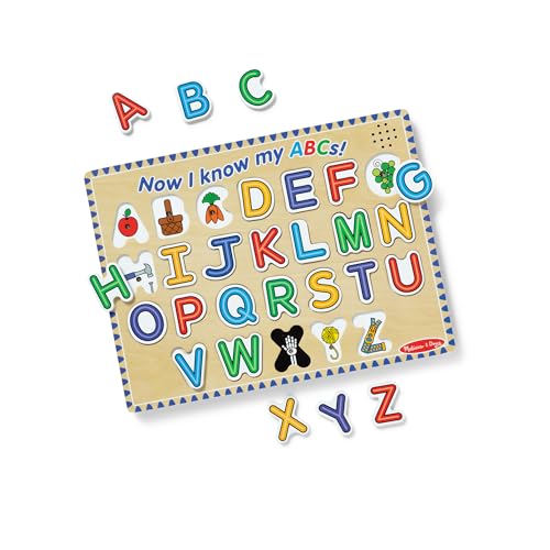 Image of Melissa & Doug Wooden Alphabet Sound Puzzle - Wooden Puzzle with Sound Effects (26 pcs) - FSC Certified