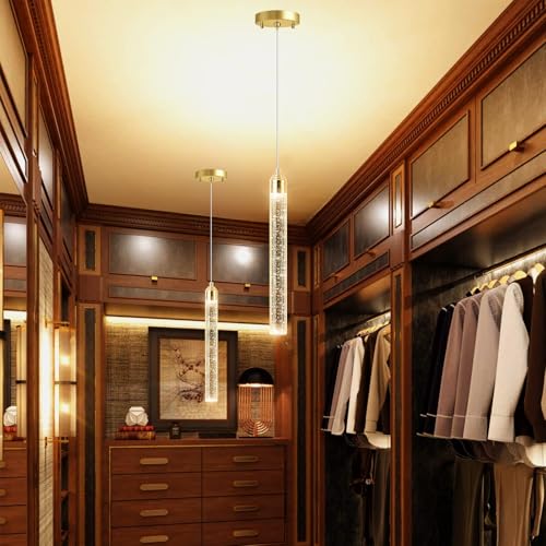 Image of 1-Light Modern Crystal Chandeliers LED Dimmable Pendant Lighting for Kitchen Island Dining Room Hallway