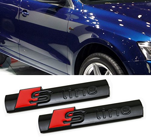 Deselen - LP-BS06 - Car Emblem Chrome Stickers Decals Badge Labeling for S Line A3, A4, A6, Q3,Q5, Q7, S6, S8, Pack of 2 (Black)