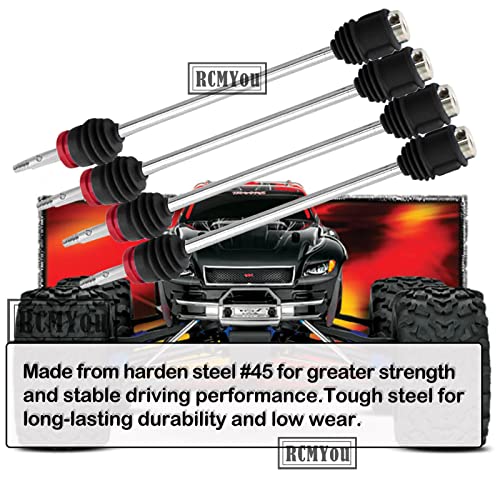 Rcmyou Rc Upgrades Part For 1/10 T-Maxx/Revo/E-Maxx(First Generation),Drive Shaft Axles Front Rear #45 Steel Driveshafts Cvd Upgrades Parts Hop-Up,Replace #5451R,4-Pack,Black (More Powerful) #TOP2