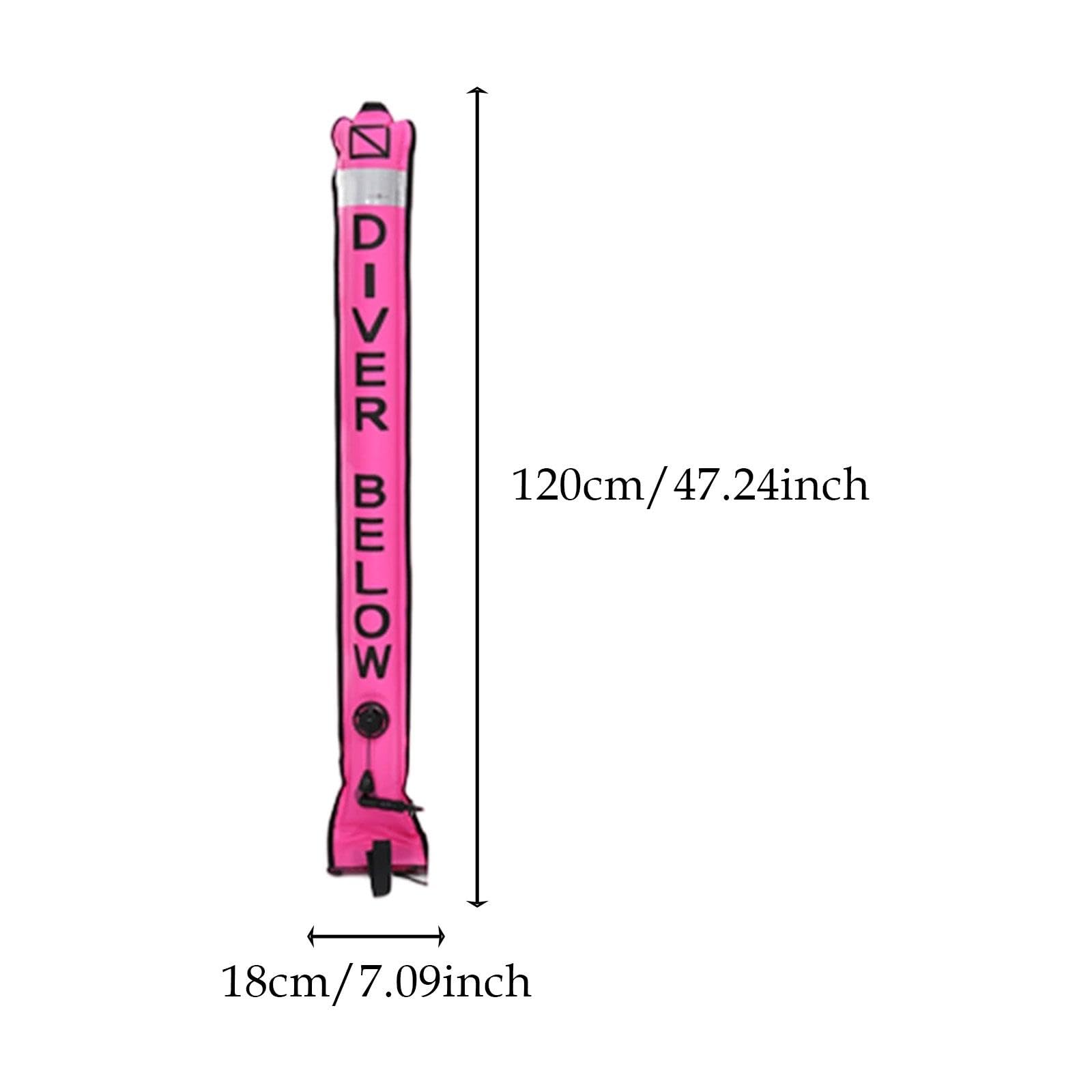 predolo Boa di Segnalazione per Immersioni in Superficie, Boa Subacquea, Forniture per Principianti, Attrezzatura per Immersioni Subacquee, Posizione di Segna, Rosa 120cmx18cm