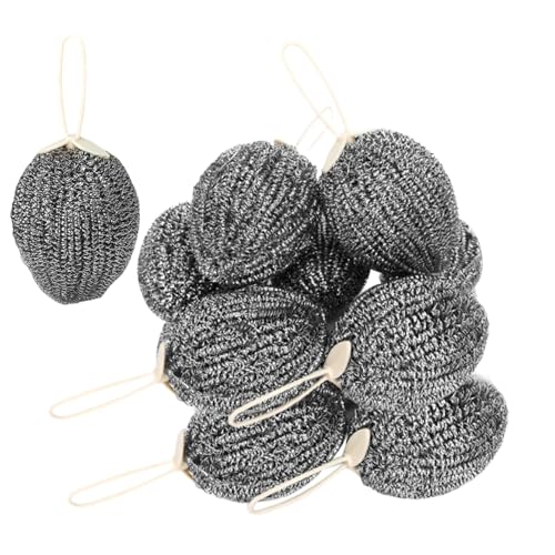 Yulokdwi Estropajo De Lana De Acero | 10 Piezas Almohadillas Fregado para Lavavajillas,Utensilios De Limpieza para Sartenes Ollas Hornos Parrillas Encimeras Fregaderos