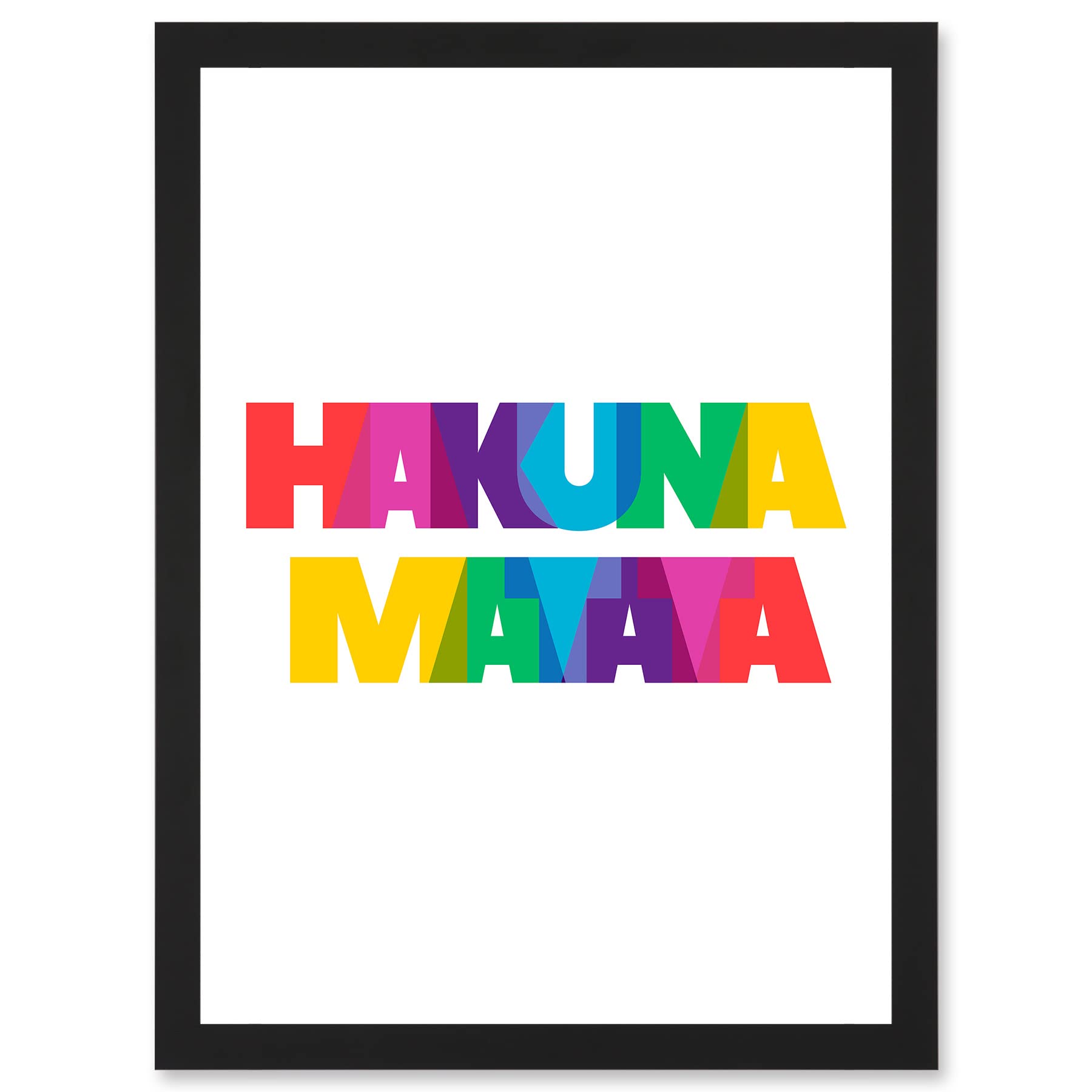 Wee Blue Coo Hakuna Matata Colourful No Worries Artwork Framed Wall Art Print A4