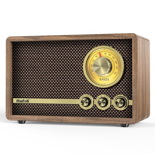 FM Radio, Vintage Bluetooth Speaker with White Noise Function, Wood Retro Radio for Kitchen, Home, Bedroom, Living Room, Office, Cafe, with Rotary Tuning Dial (Espresso/RA60S-B)