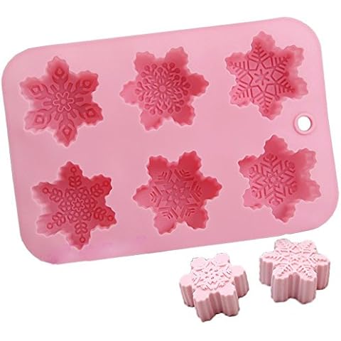 Megrocle 6 Cavity Snowflakes Silicone Bath Bomb Mold Cupcake Backing Mold soap Silicone Moulds Fizzies Christmas Snowflake Mold Cover