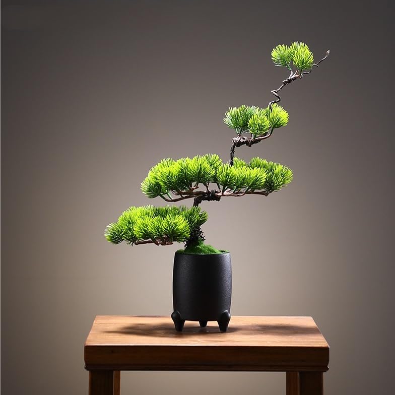 Árbol bonsái Artificial pequeño de Estilo Chino, simulación de Pino acogedor, bonsái para El hogar, Sala de estar, entrada, restaurante, adornos creativos de lujo en maceta, Plant