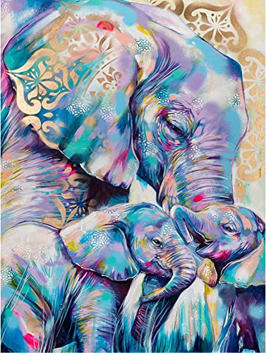 shixpiov Elephant Diamond Painting - Set di perline rotonde colorate per adulti, regalo perfetto per soggiorno, ufficio e camera da letto (30 x 40 cm)