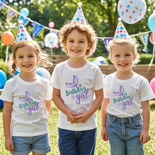 Image of Birthday Girl Tshirt Toddler Birthday Shirts Tees Little Kids Top Outfit Cotton Short Sleeve 2nd 3rd 4th 5th 6th 7th 8th