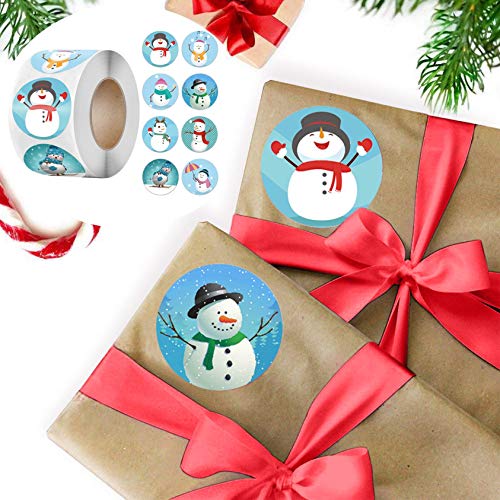 Christmas Stickers,Christmas Roll Pack Sticker, 500 Pieces Round Adhesive Labels for Cards Envelope Gift Boxes Decorative Sealing Stickers,Holiday Wedding Party Favors Supplies (A)