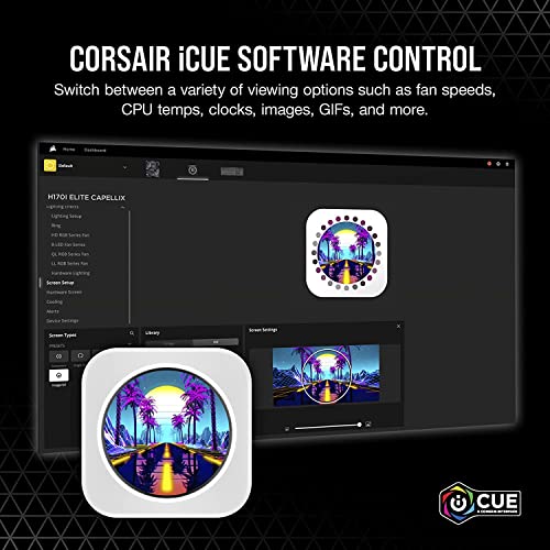 Image of Corsair iCUE Elite CPU Cooler LCD Display Upgrade Kit (Custom IPS LCD Screen, 24-Bit Colour Depth, 16.7 Million Colours, 24 RGB LED Ring, CORSAIR iCUE Software Compatible) White