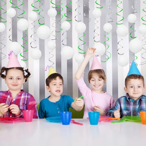 Image of 54Pcs Golf Hanging Swirls Party Decorations Golf Theme Birthday Party Decorations Supplies Golf Cutouts Foil Streamers Wall Ceiling Hanging Decor for Kids Boys Men