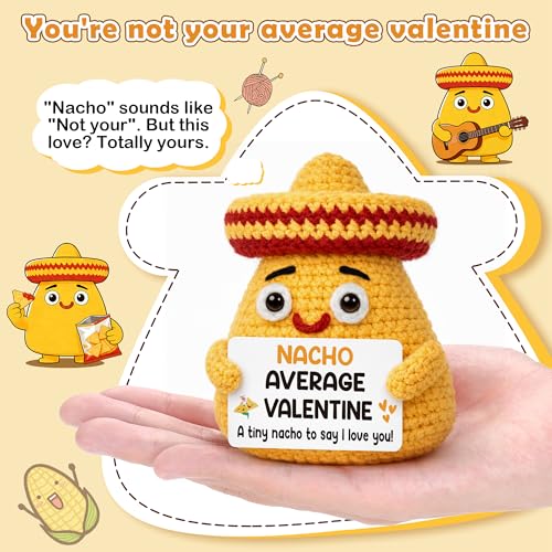 Valentines Day Him Her Gifts for Boyfriend Girlfriend, Valentine's Day for Kids Daughter Son, Anniversary Women Men Gifts, Romantic Present for Wife Husband Fiance Couples, Handmade Crochet Nacho Doll - Image 3