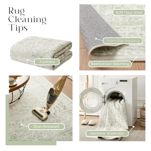 Tapete redondo BILEEHOME 6 pies lavable verde salvia miniatura 6