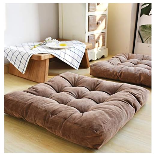 HIGOGOGO Floor Pillow, Square Meditation Pillow for Seating on Floor Solid Thick Tufted Seat Cushion Meditation Cushion for Yoga Living Room Sofa Balcony Outdoor, Coffee, 22x22 Inch