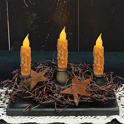 CVHOMEDECO-Real-Wax-Hand-Dipped-Battery-Operated-LED-Timer-Taper-Candles-Rustic-Primitive-Flameless-Lights-Decor-4-34-Inch-Orange-2-PCS-in-a-Package CVHOMEDECO Real Wax Hand Dipped Battery Operated LED Timer Taper Candles Rustic Primitive Flameless Lights Decor 4 34 Inch Orange 2 PCS in a Package