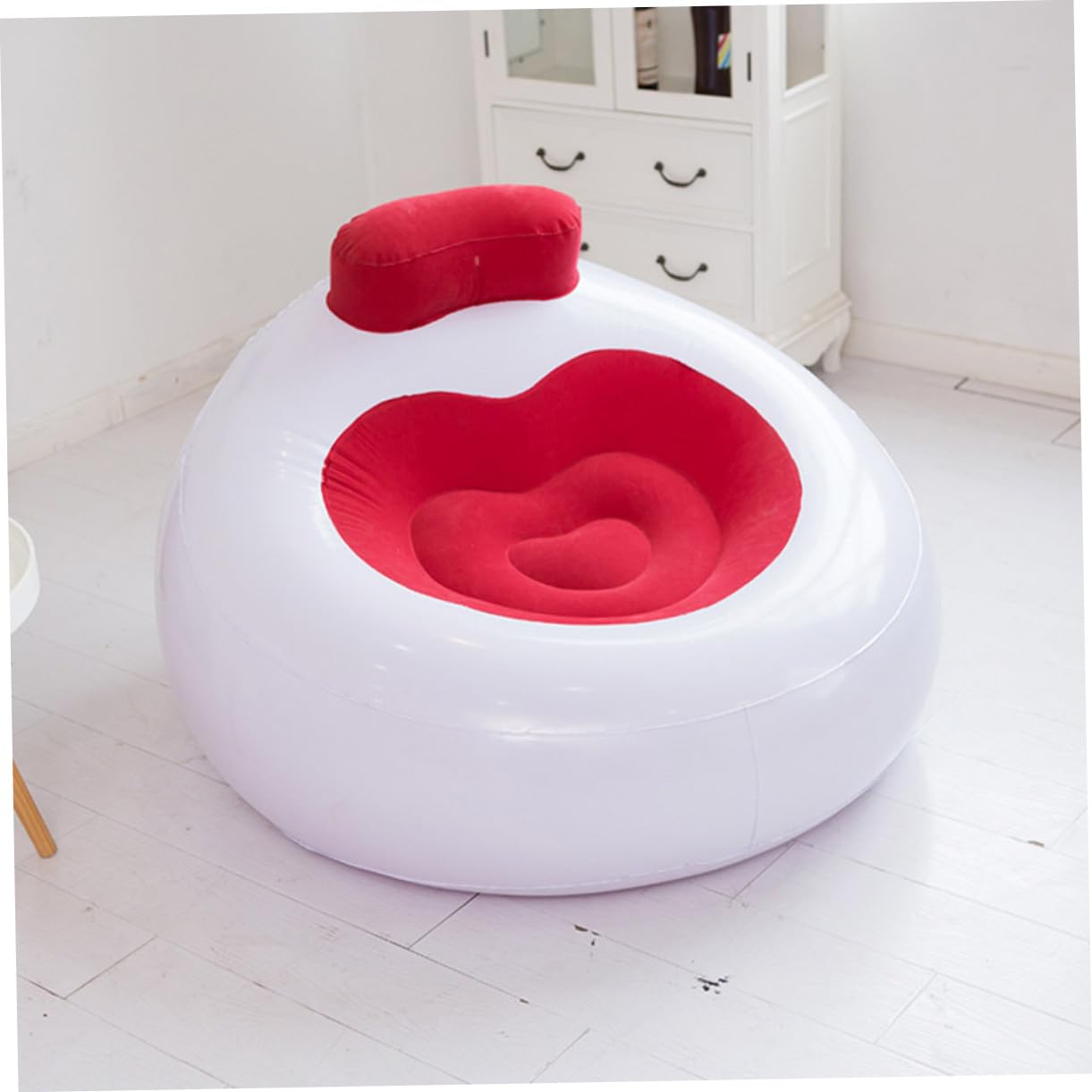 ORFOFE Sillón Inflable Portátil Rojo con Respaldo Plegable para Exteriores Ligero y Duradero para Camping Playa Festival y Parque