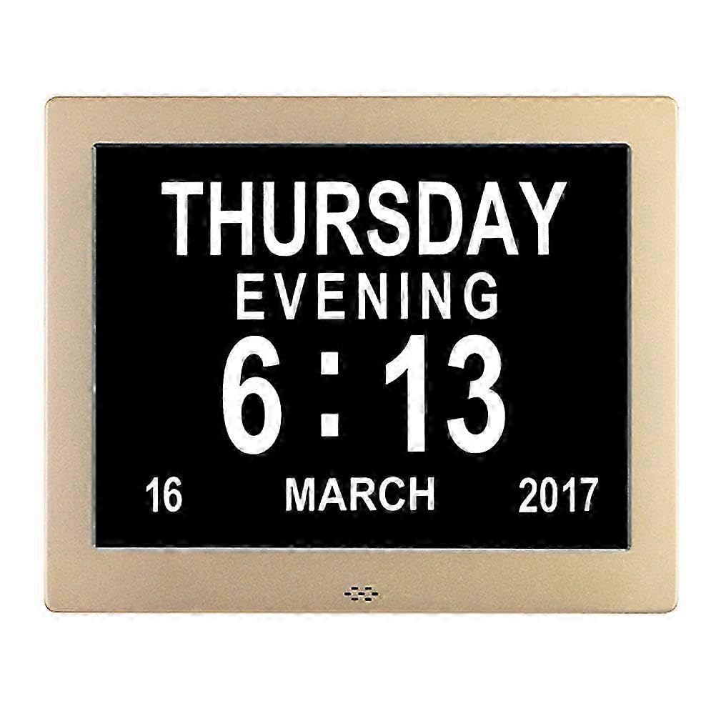 JOYHAPPST Digital Dementia Clock Calendar Clock Day Date Clock Large Display Large Clear Unabbreviated Time And Date For Memory Loss Impaired Vision And Seniors