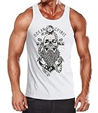 Neverless® Herren Tank-Top Skull Captain Anker Totenkopf Bart Kapitän Ocean Spirit Muskelshirt Muscle Shirt weiß L
