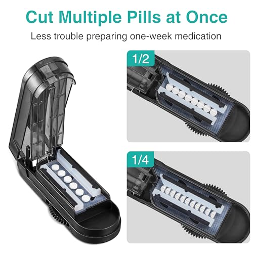 Image of Fullicon Pill Cutter, Cuts Multiple Pills with Accurate Alignment, Black