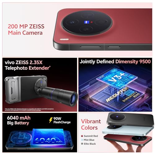 Image of vivo X300 5G (Summit Red, 12GB RAM, 256GB Storage) with No Cost EMI /Additional Exchange Offers