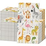 200 Pcs Forest Animals Napkins Safari Animal Napkin Woodland Birthday Guest Hand Towels Paper Decorative Jungle Luncheon Paper Towels for Guest Paper Napkin for Baby Shower Party Decorations