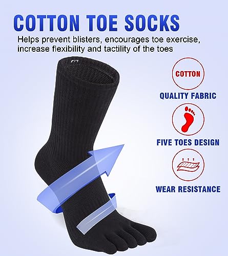 Toe Socks for Men 5 Finger Cotton Athletic Running Wicking 4 Pack/3 Pack2