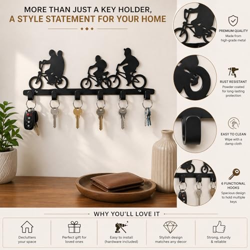 Image of Key Holder for Home, Metal Wall Mounted, 6 Hooks (Stranger Things Inspired Desighn)