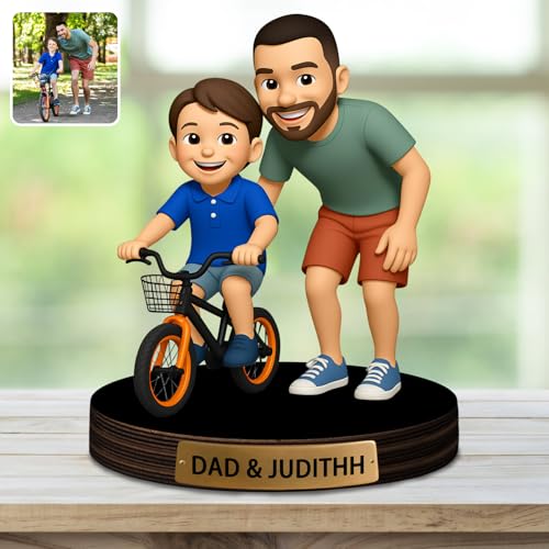 Amabery Adorno personalizado de retrato de dibujos animados con foto familiar y escultura de nombre, decoración para escritorio, hogar, coleccionables, regalos para marido, esposa, pareja, familia