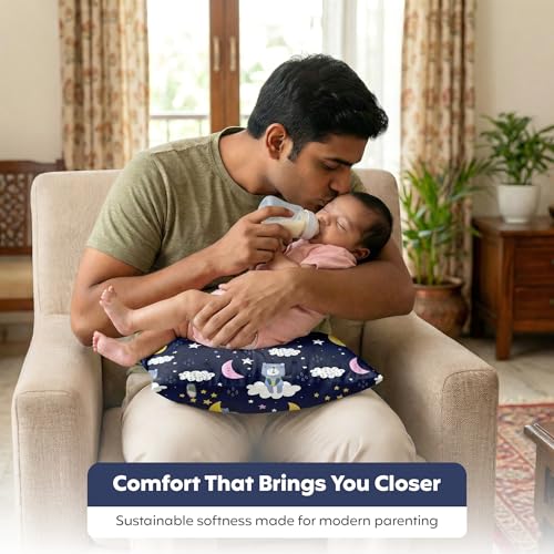 Image of a baby cherry Feeding Pillow for New Born Baby, Breastfeeding Pillow, Nursing Pillow, Baby Feeding & Support Pillow, Soft Cotton with Washable Cover, 32x21 cm