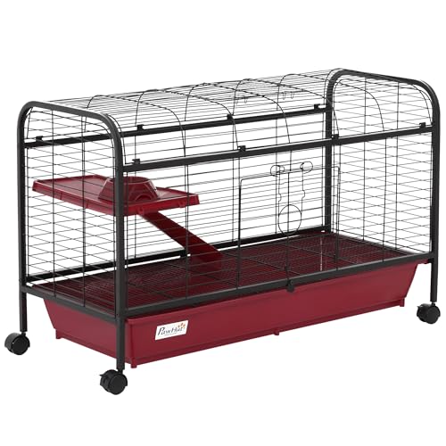 Cage pour lapins à 2 niveaux sur roues Générique 41 po noire
