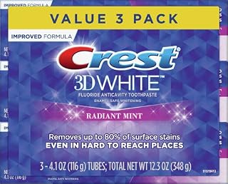 Crest 3D White, Whitening Toothpaste, Radiant Mint, 4.8 Ounce, Pack of 3