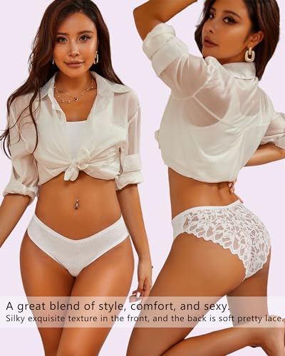 UNDER THE SEA Sexy Underwear for Women Seamless Soft Lace Hipster Ladies No Show Bikini Panties Womens Cheeky 6 Pack S-XL2