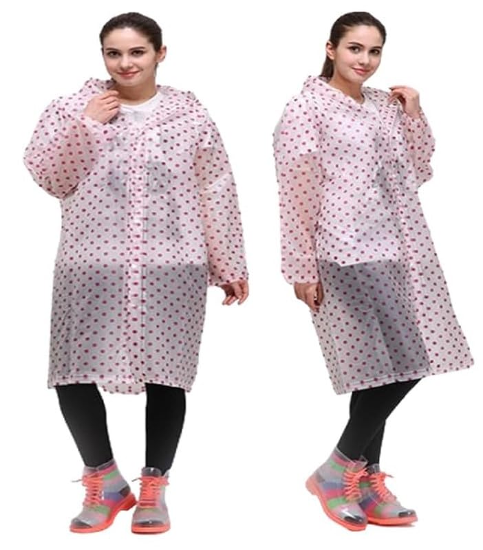 Women|Girls EVA Transparent Raincoat Hooded Outdoor Water Resistant Portable Rainsuit (Random Color)-image-25