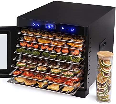 Stainless Steel GDOR Food Dehydrator with 8 Trays, Digital Adjustable Timer & Tempe Control Food Dryer Machine for Jerky, Vegetable, Fruit, Meat, Dog Treat, Herb, and Yogurt, Include More Accessories