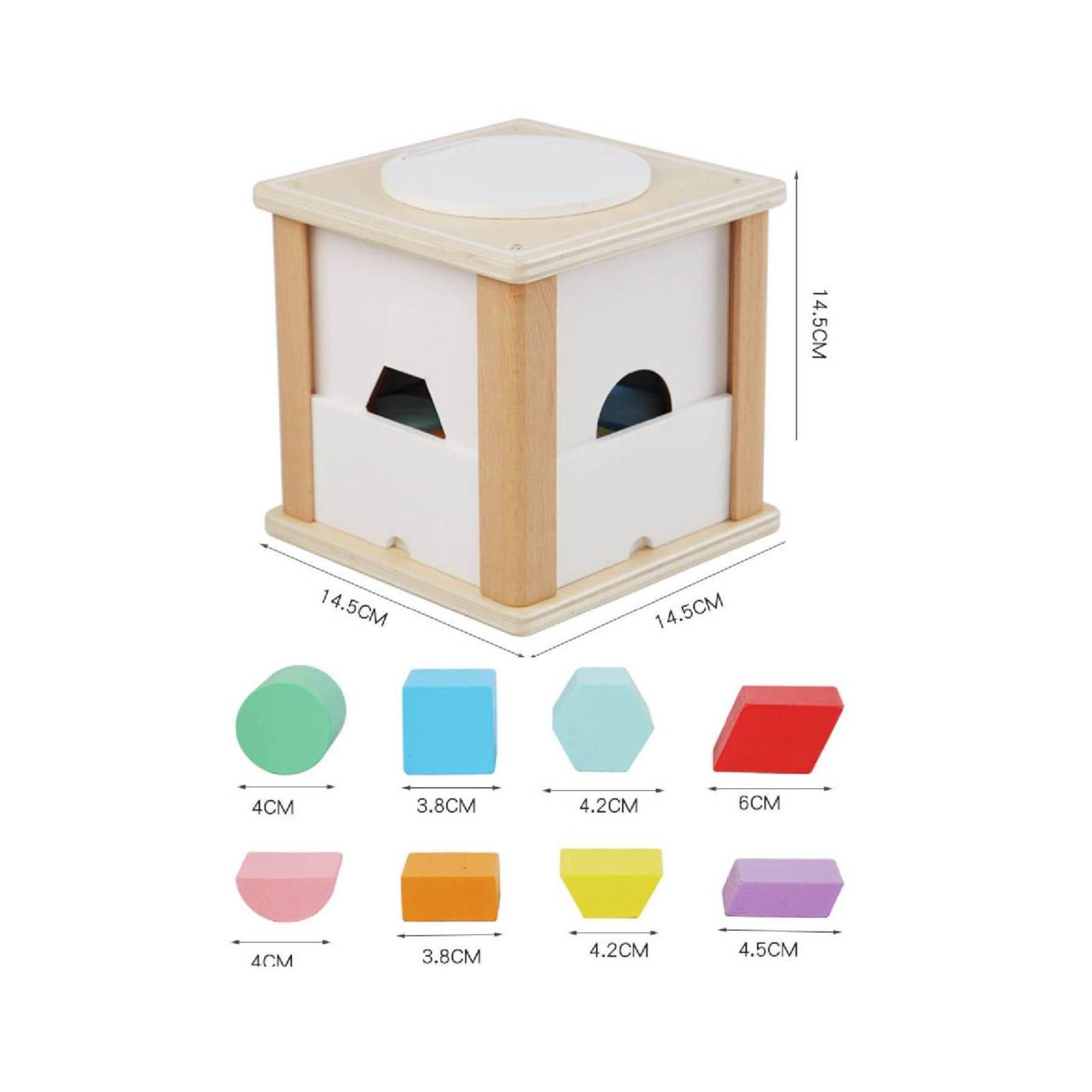 Cubo con Blocchi Colorati | Bordi Arrotondati e Levigati, Cubo Classificatore di Forme, Sicuro, per Casa, Asilo, Scuola Dell'infanzia