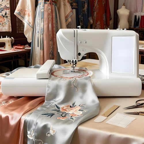 HuanSebesity Máquina de Bordado Automática for El Hogar,Máquina de Coser Y Bordar Multifuncional,Máquina de Bordar para Principiantes,210 Letras Incorporadas Y 30 Bordes de Patrón,Costura Fácil