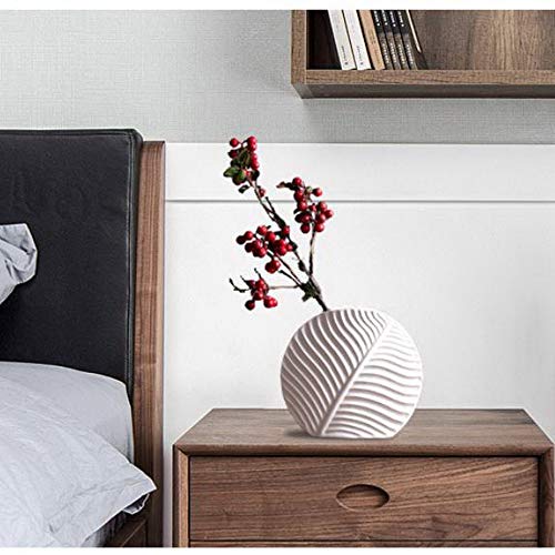Kepfire Nordic Style Leaves Pattern Creative Ceramic Floral White Vase Home Study & Dining Room Table Decoration Ideal Gifts For Friends Family Wedding Bridal Shower - Small #TOP3