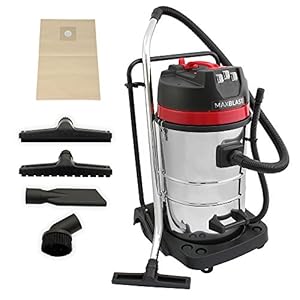 MAXBLAST-Aspiradora Industrial en Seco y Húmedo+4 Accesorios, (3000W, 80 litros / 80l) Filtro Doble (Tela & HEPA) con Bolsa de Polvo Gratis Aspirar Seco Liquido Mojado Powerful Wet+Dry Vacuum Cleaner