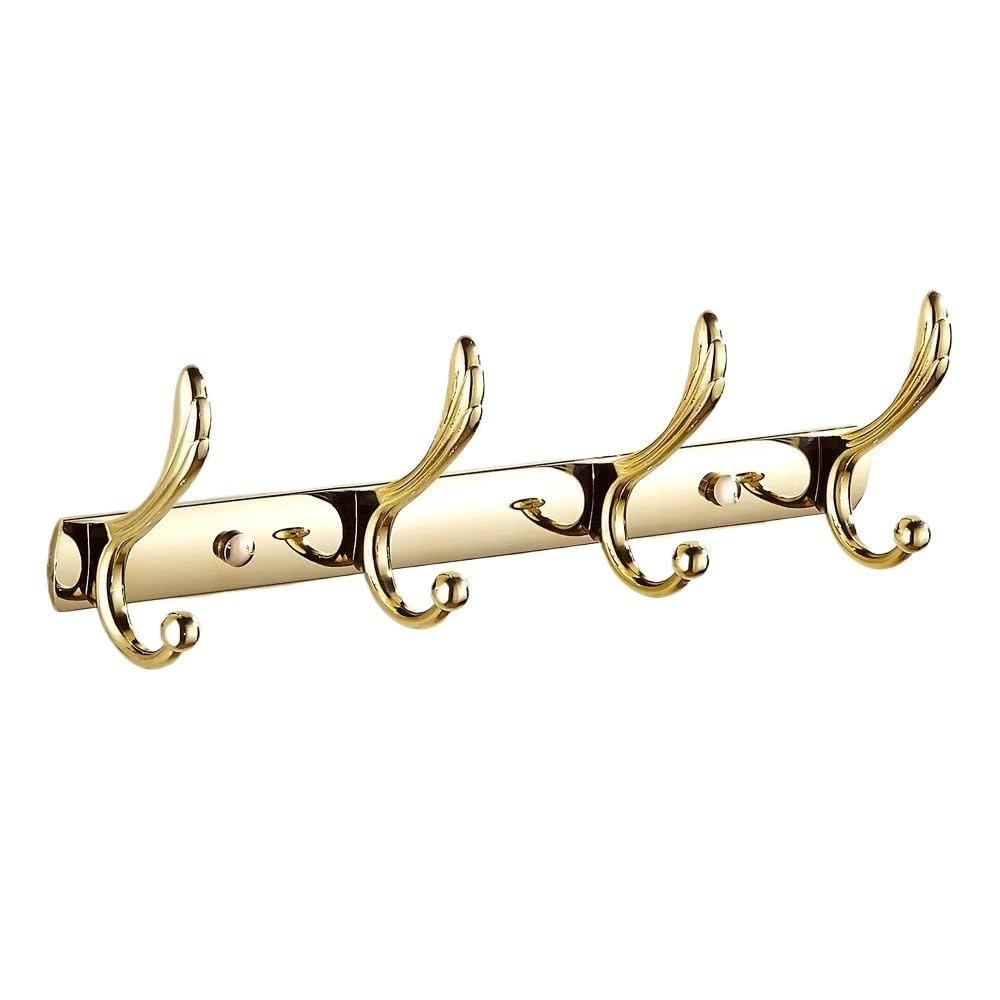 YQINQIN83B Coat Hangers Golden Hangers Hanging on Walls, Clothes on, Hats on Hooks, Entrance Doors on for Bedroom(Gold,Medium)