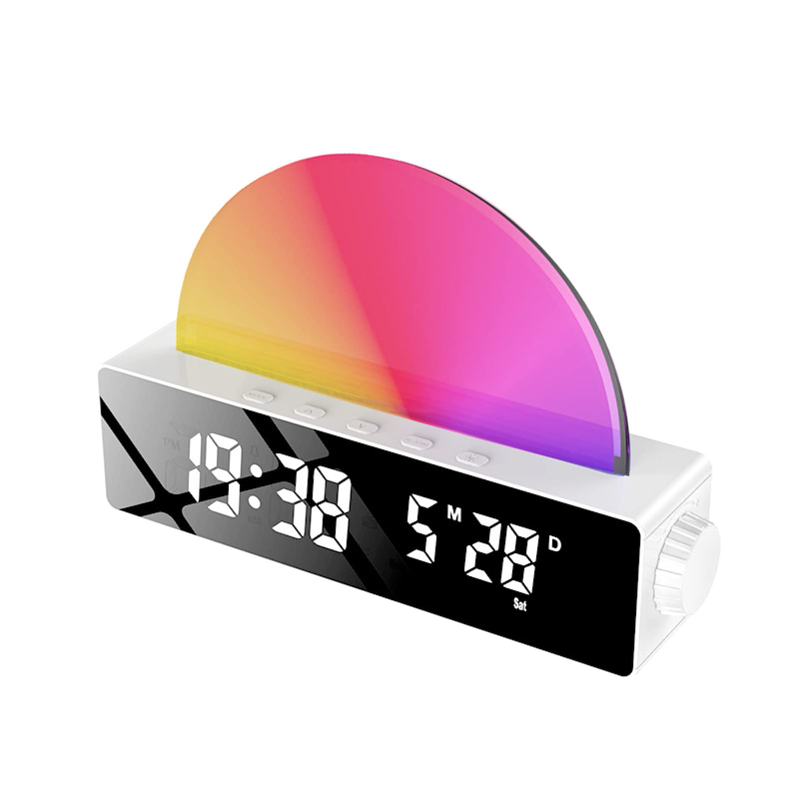 Reloj digital LED con luz atmosférica, temperatura, fecha, reloj despertador digital para dormitorio, simulación de relojes digitales para dormitorios