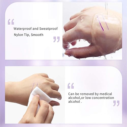 Miniatura 6 de LabAider 6 piezas de marcadores profesionales quirúrgicos para piel, marcadores estériles para tatuajes, plantillas con regla de papel para cejas,